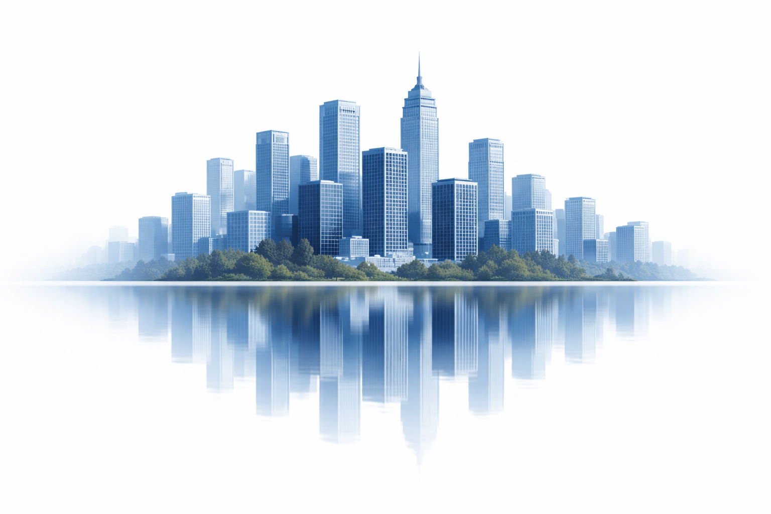 City skyline with reflection